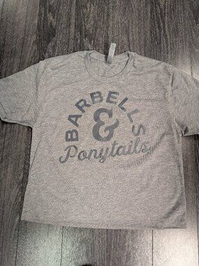 Barbells And Ponytails S/S Crop "Logo" T-Shirt Sz S NEW